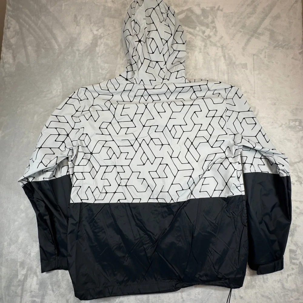 Columbia Windbreaker Jacket XL White Black Geometric Print Colorblock Full Zip